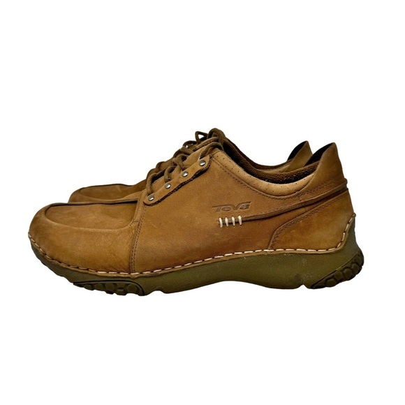 Teva Men’s Leather Lace Up Loafers Shoes Brown Size 12 - Picture 3 of 10